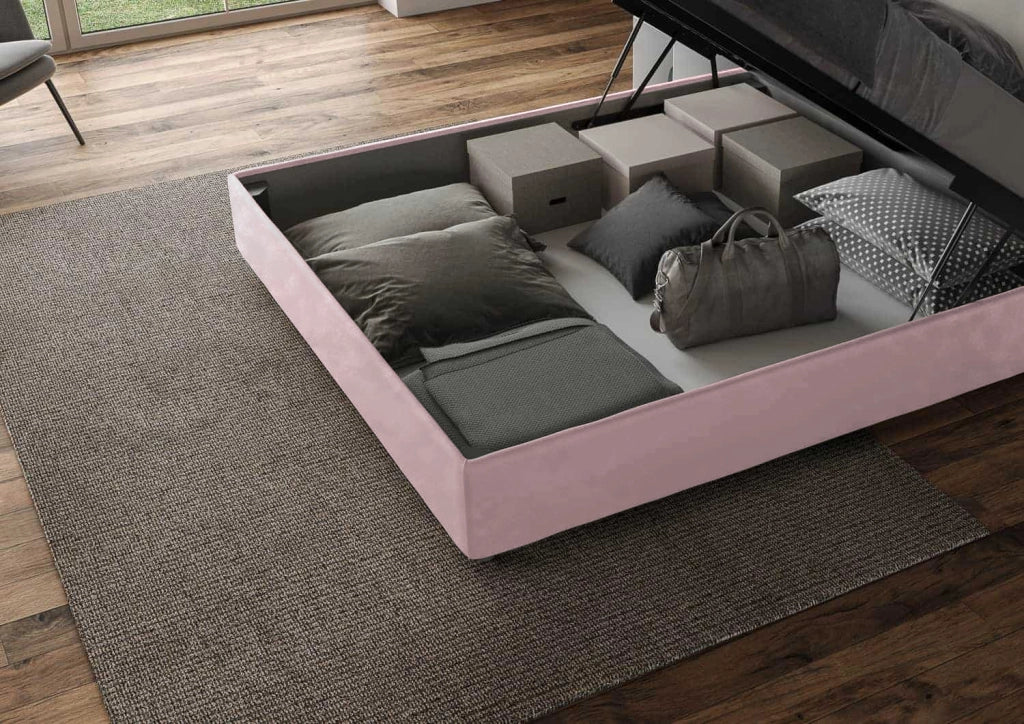 Letto 1 Piazza E Mezzo 130x190 cm con Rete Imbottito in Microfibra Agueda Glicine