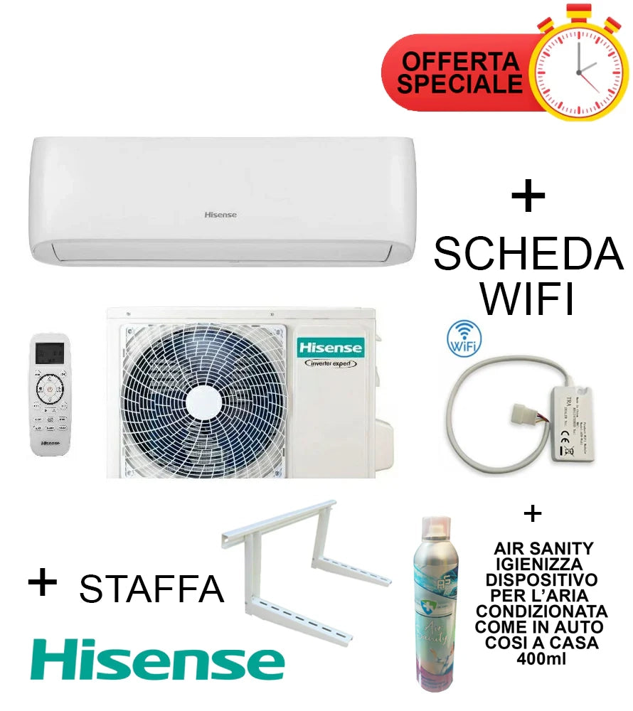 Climatizzatore  Hisense Serie EASY SMART 24000 Btu + Staffa + SCHEDA WIFI W4GX + Spray Igienizzante Inverter R-32 Wi-Fi Optional