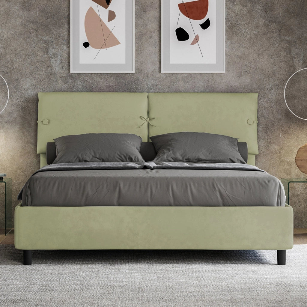 Letto Matrimoniale 160x190 cm con Rete e Contenitore Sleeper Tè verde