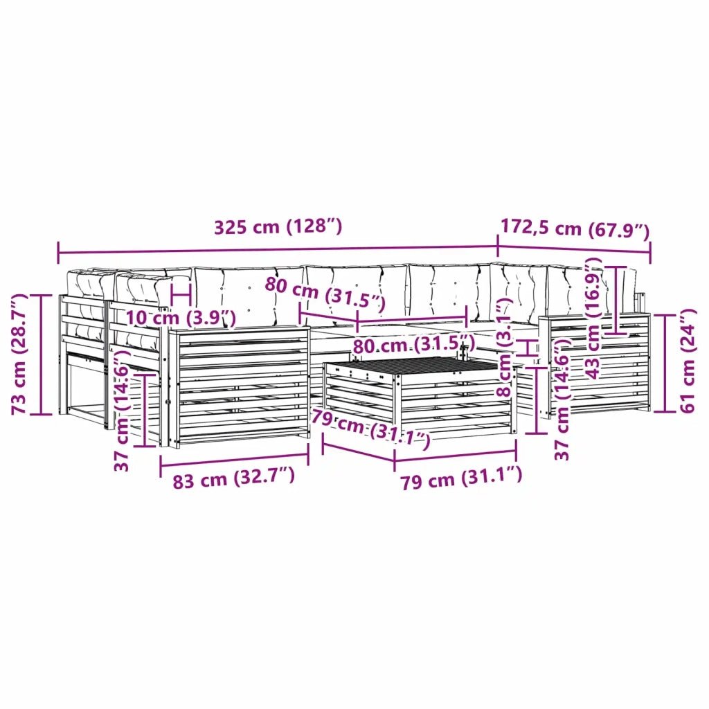 Set di divani da esterno 7 pz Bianco e Grigio Chiaro 3390131
