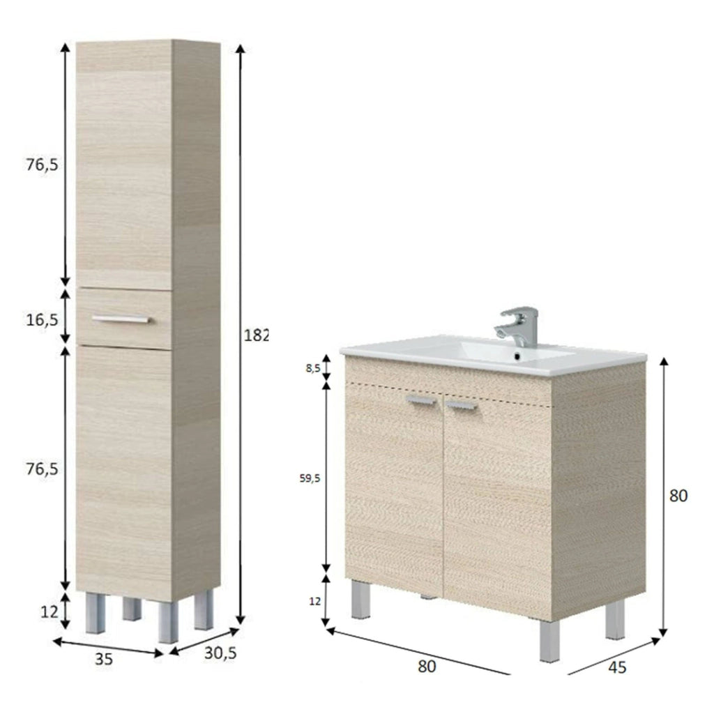 Didero, set Mobili Bagno un Cassetto, Marrone Rovere
