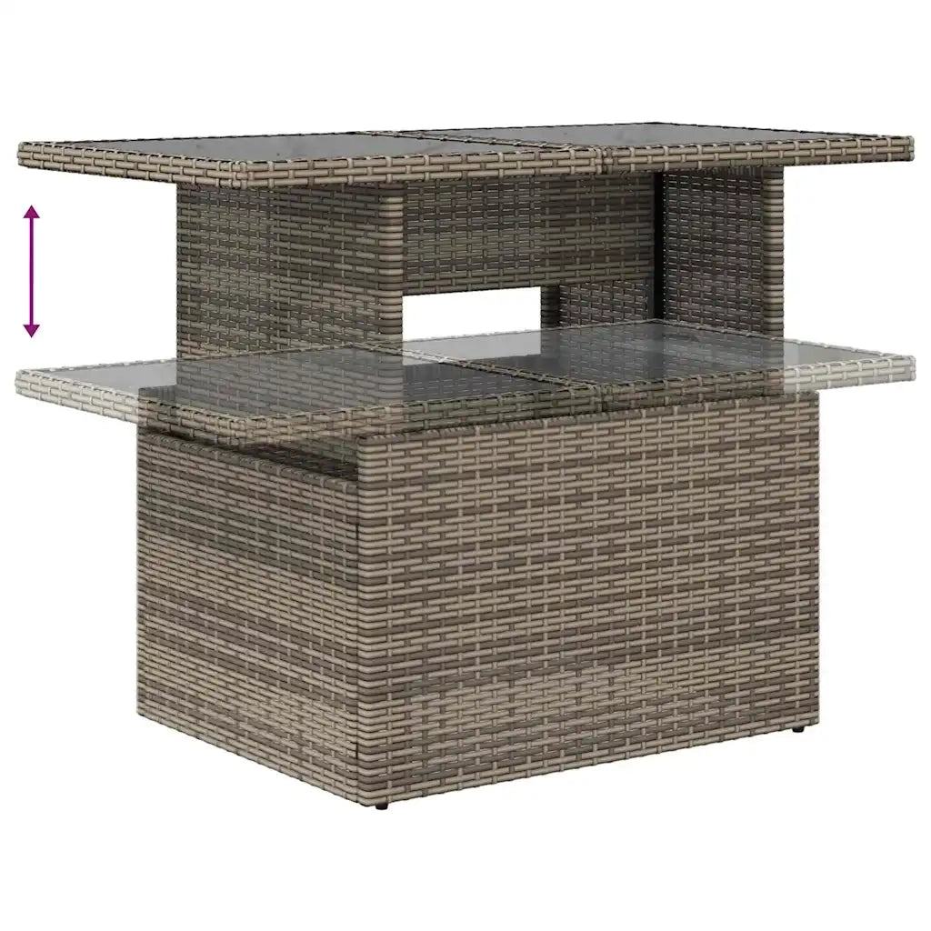 Set Divano da Giardino 9 pcs Grigio e Blu Navy polyrattan 3348851