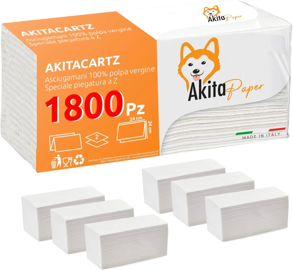 1800 Asciugamani Carta a Z AkitaINK 12 Confezioni