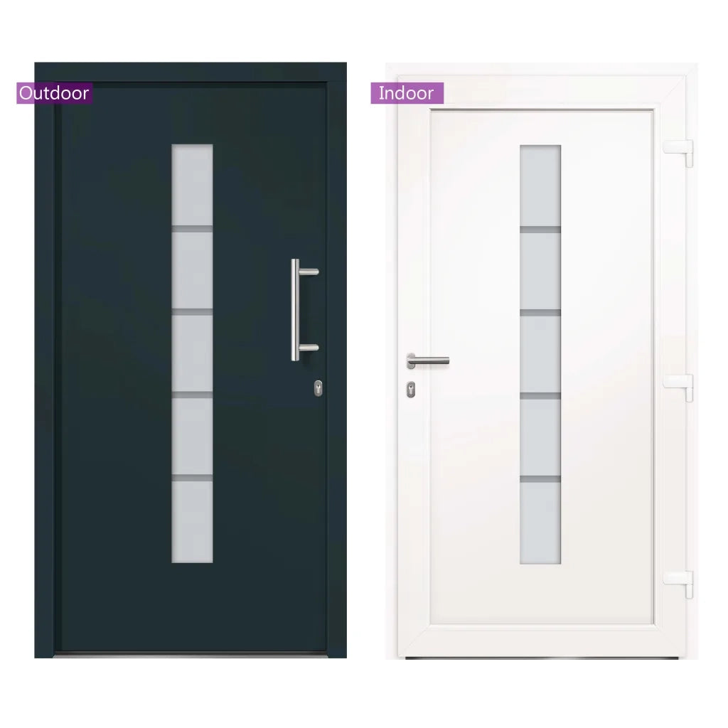 Porta d'Ingresso in Alluminio e PVC Antracite 100x200 cm