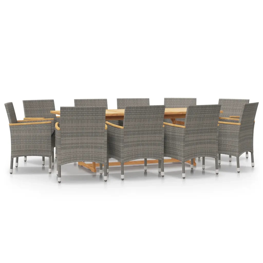 Set da Pranzo per Giardino 11 pz con Cuscini Grigio