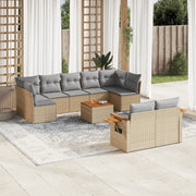 Set Divano da Giardino 10 pz con Cuscini Beige in Polyrattan 3227137