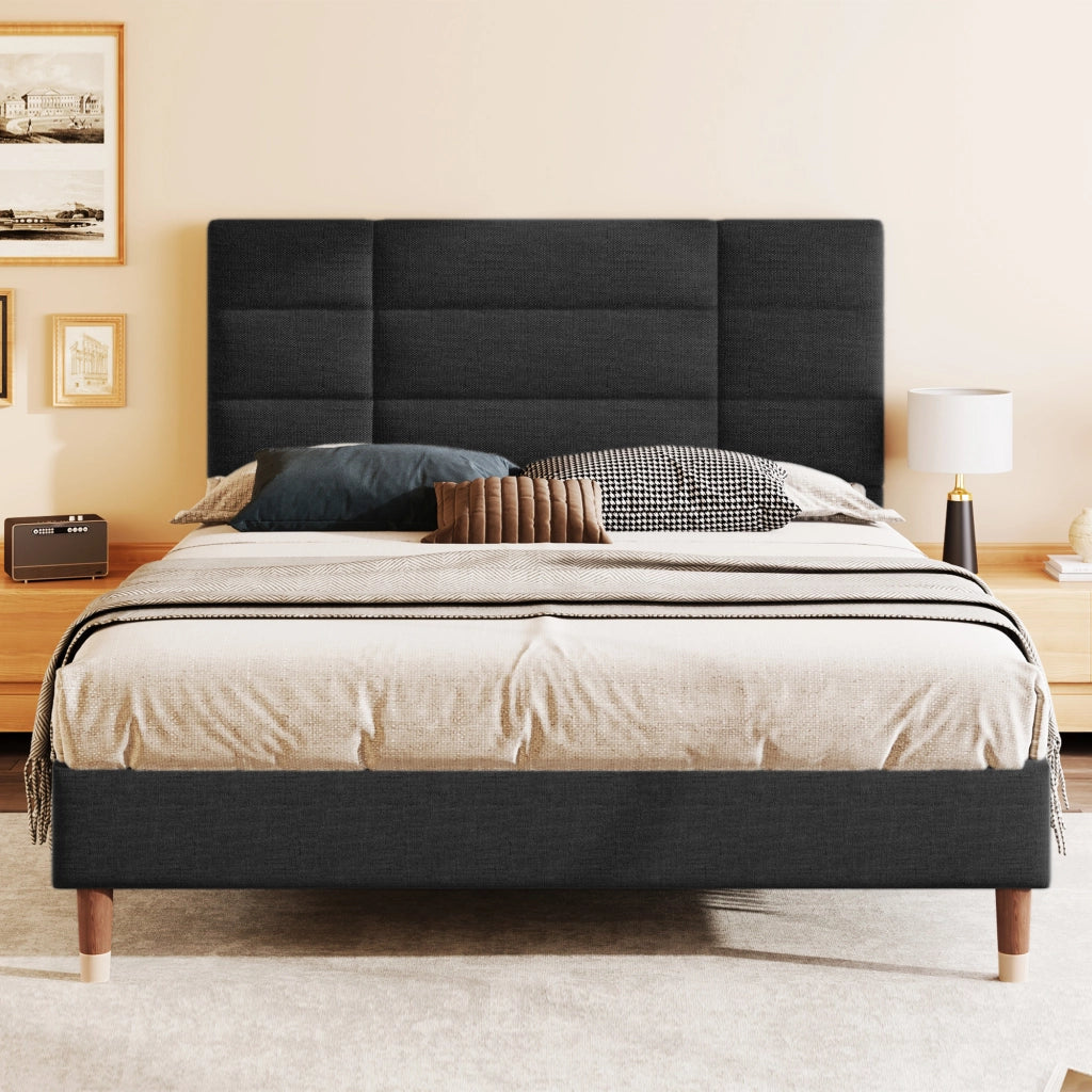 Letto contenitore 180 ¡Á 200 cm con 2 comodini e luci da lettura USB e Type-C; velluto beige