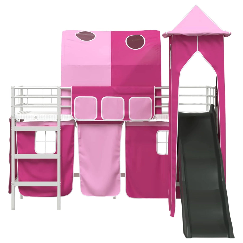 Letto a castello per bambini Bianco e Rosa 100 x 190 cm Metallo 42020910