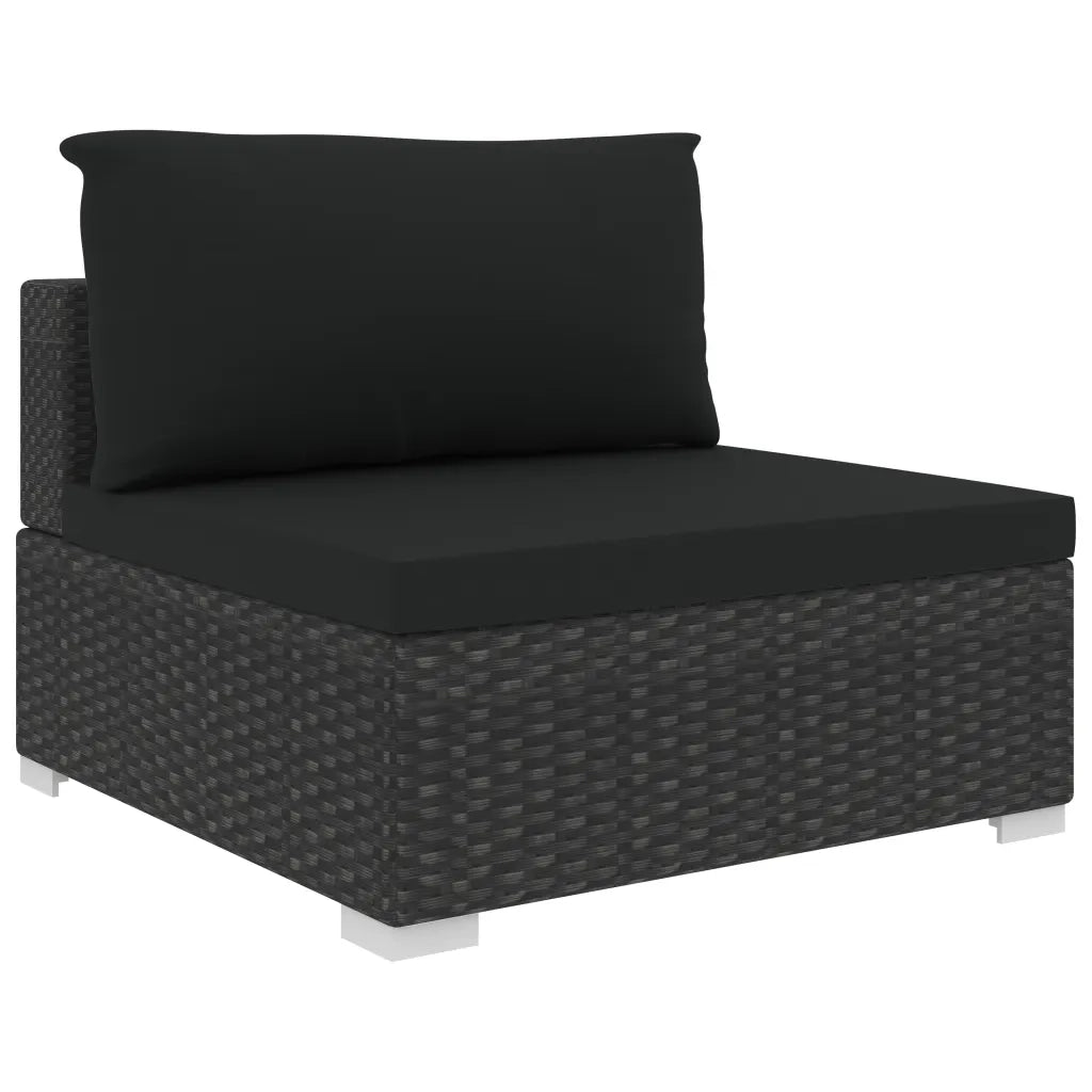 Set Divani da Giardino 4 pz con Cuscini in Polyrattan Nero
