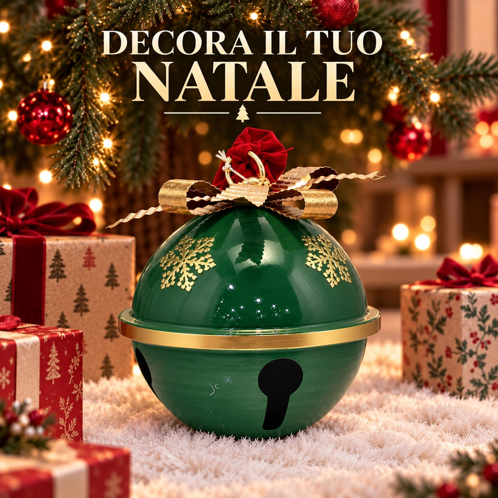Campana in Metallo 22.5 cm Verde Decorazione di Natale Natalizio Esterno Interno