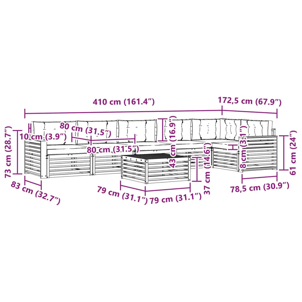 Set di divani da esterno 7 pz Bianco e Antracite Poliestere 3390612
