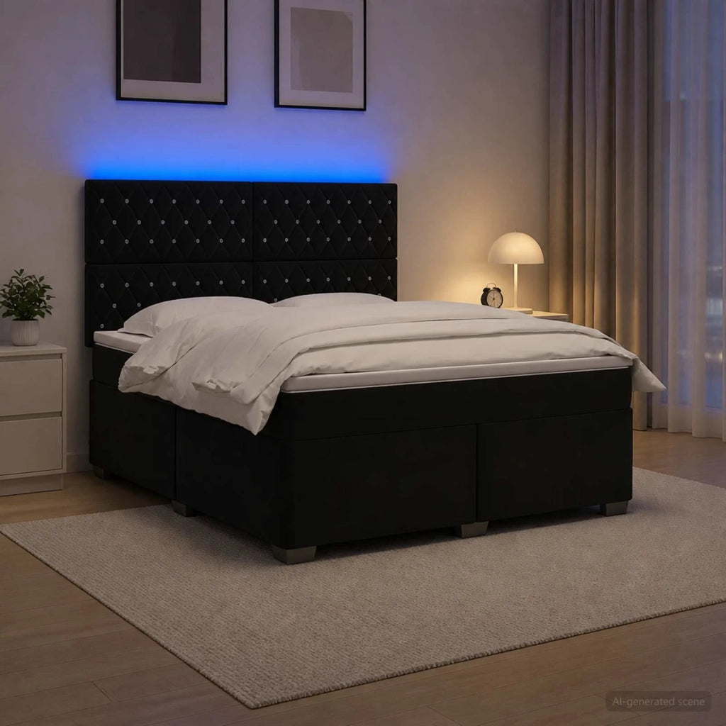 Letto box spring con materasso Nero 180 x 200 cm Velluto 3455152