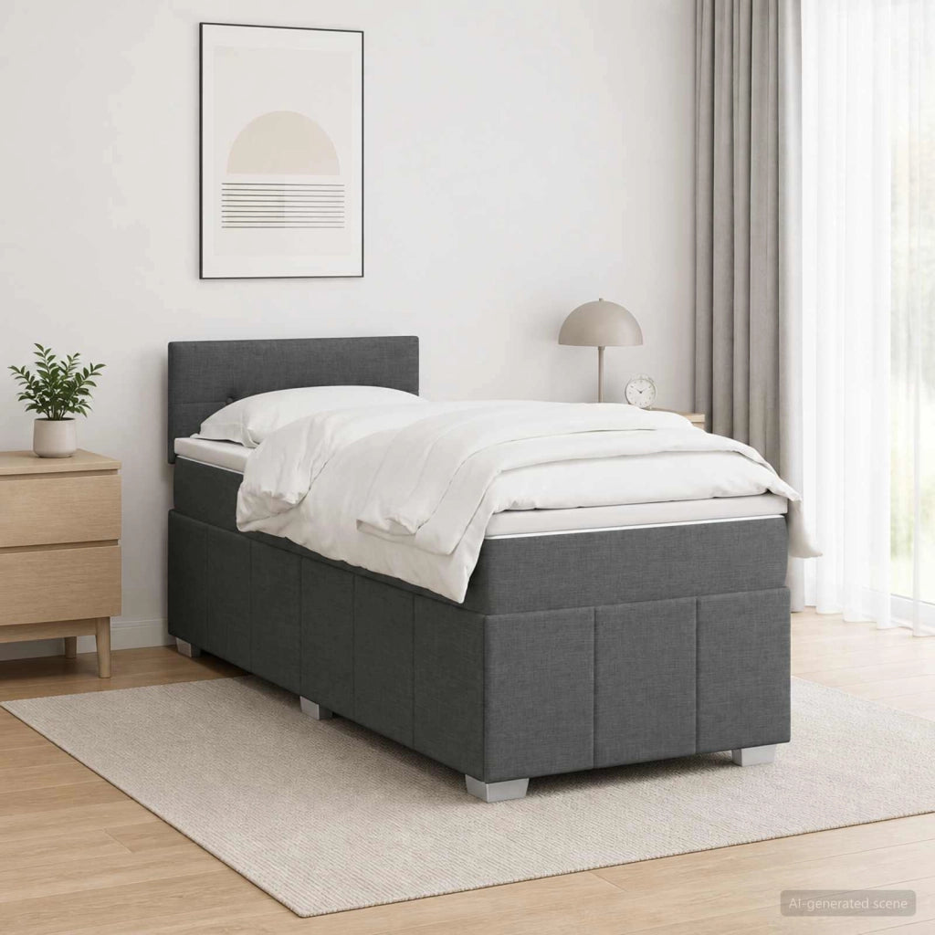 Letto con Box Spring, Materasso e LED Grigio Scuro 90 x 190 cm 3452771