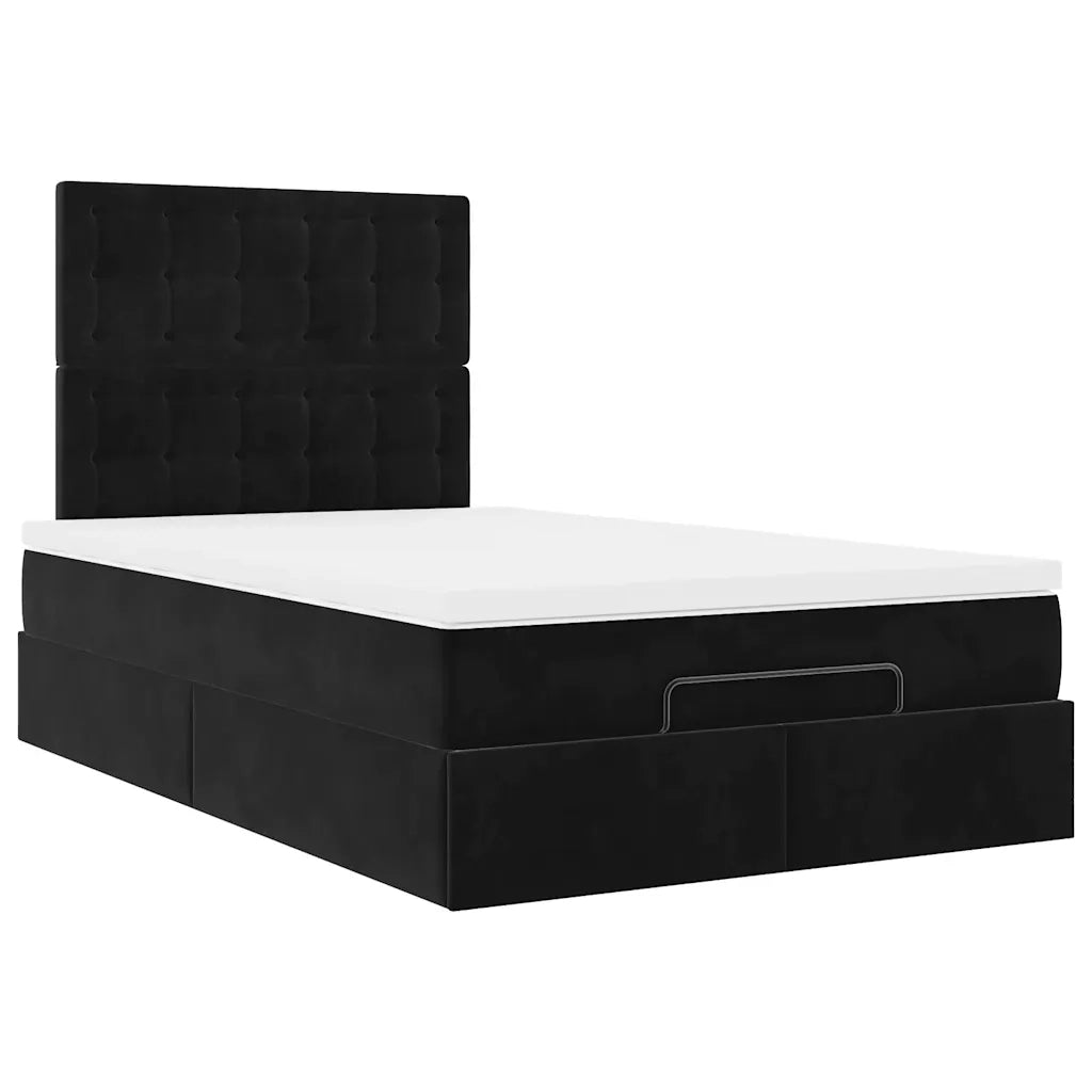 Struttura Letto Pouf con Materassi Nero 120x190 cm Velluto 3314452