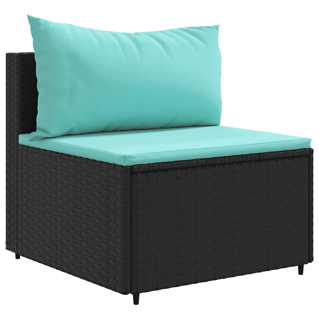 Set Divano da Giardino 6 pz con Cuscini Nero in Polyrattan 3308396