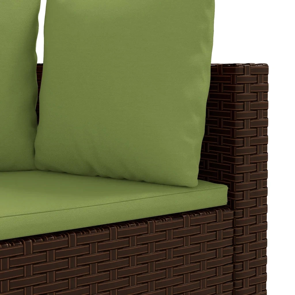 Set Divano da Giardino 4 pz con Cuscini Marrone in Polyrattan
