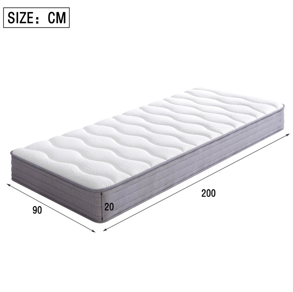 Letto singolo imbottito 90x200 cm con LED e contenitore