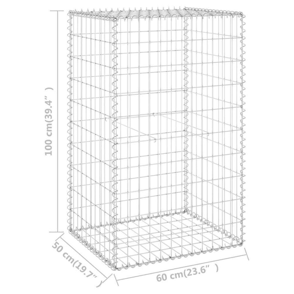 Gabion Wall With Cover, Galvanized Steel, 60x50x100 Cm