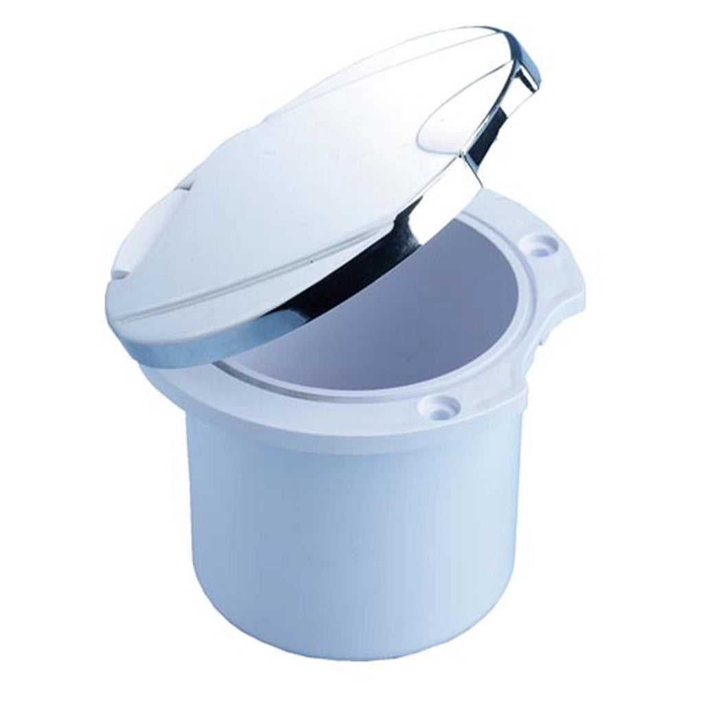 Contenitore per rubinetto con coperchio cromato