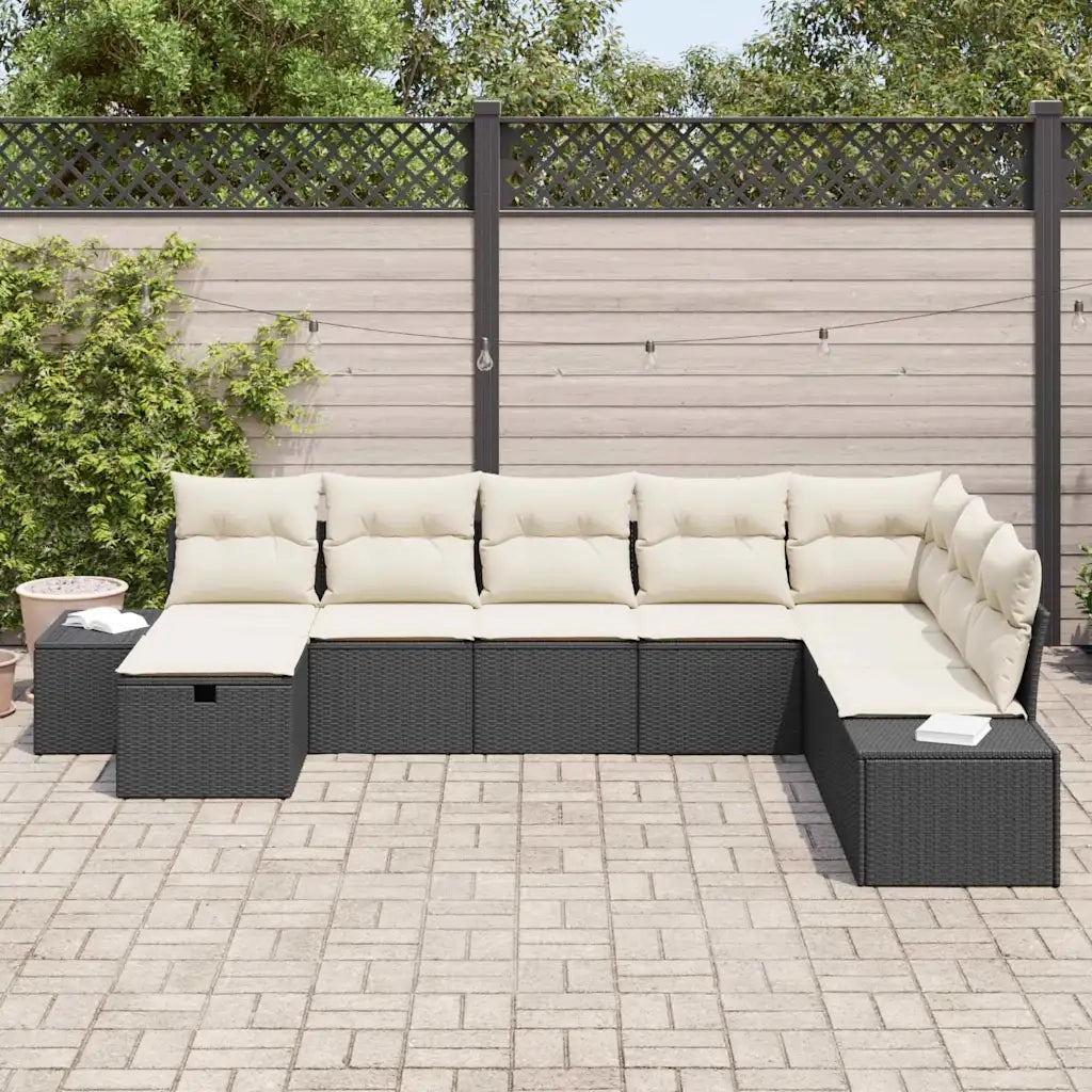 Set Divano da Giardino con cuscino 8 pcs Nero Poly Rattan 3360758