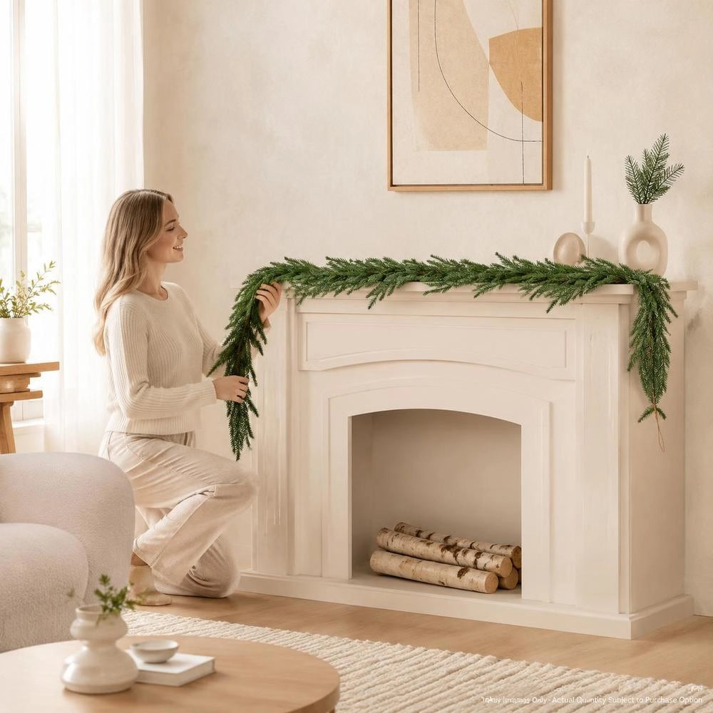 Christmas Garland, 1828 Mm, Realistic Norfolk Pine Garland, Fir Garland, Artificial Green Garlands, Indoor & Outdoor Christmas Decoration For Tables, Mantelpieces & Fireplaces