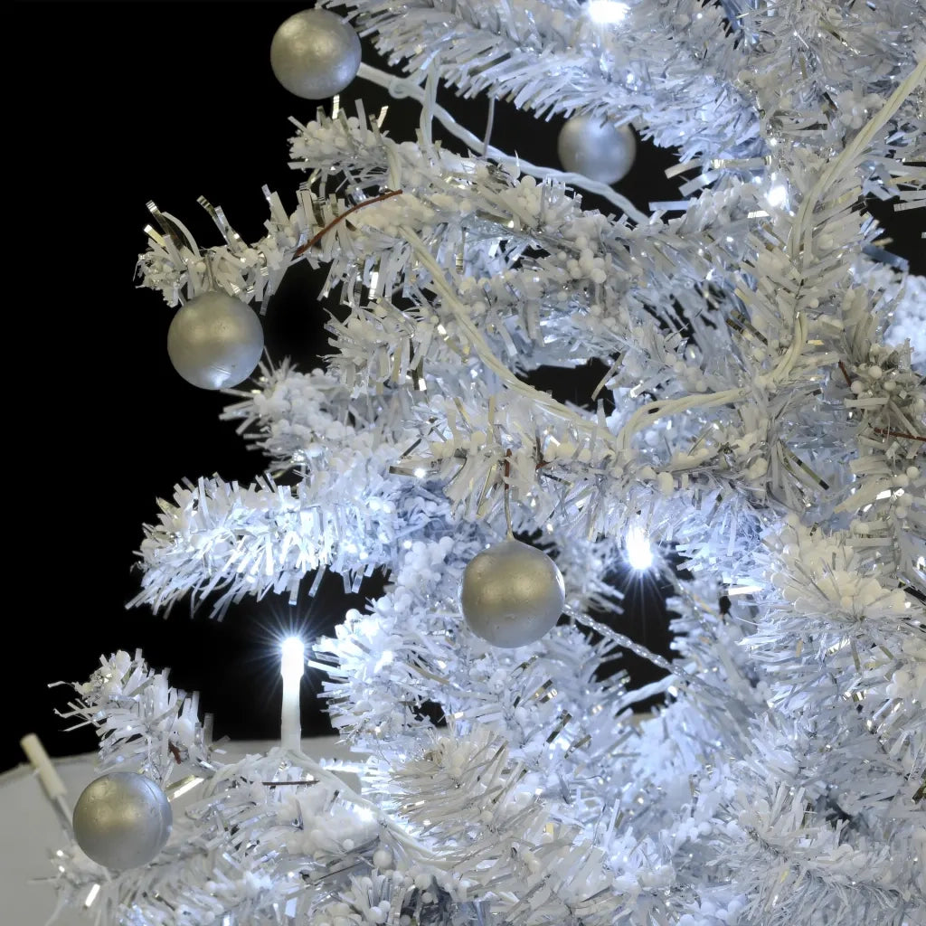 Albero di Natale con Neve e Base a Ombrellone Bianco 140 cm 284334