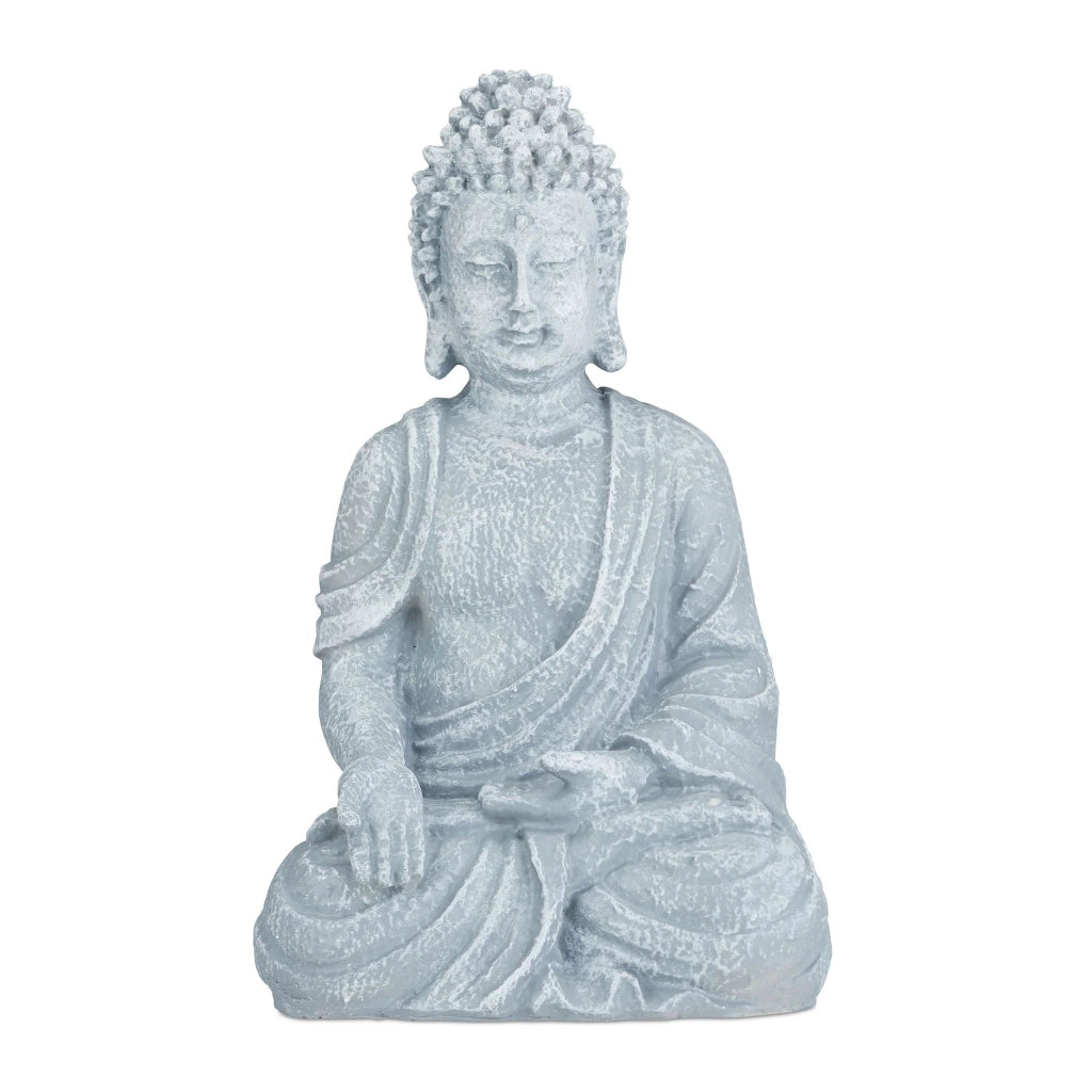 Statua di Budda seduto decorativa per meditazione 40 x 24 x 15 cm in resina grigia 13_0006087