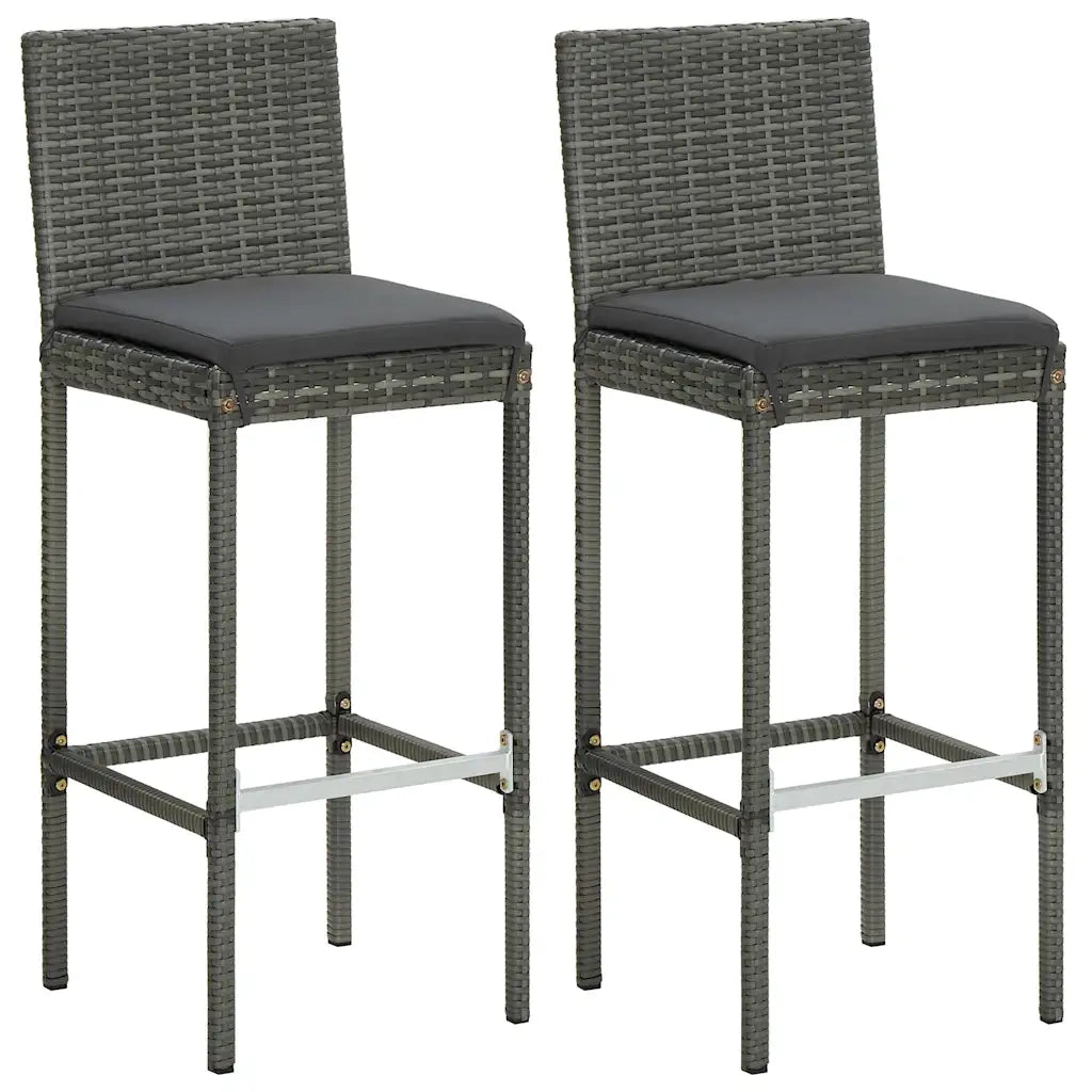 Set Bar da Giardino 3 pz con Cuscini in Polyrattan Grigio 3064857