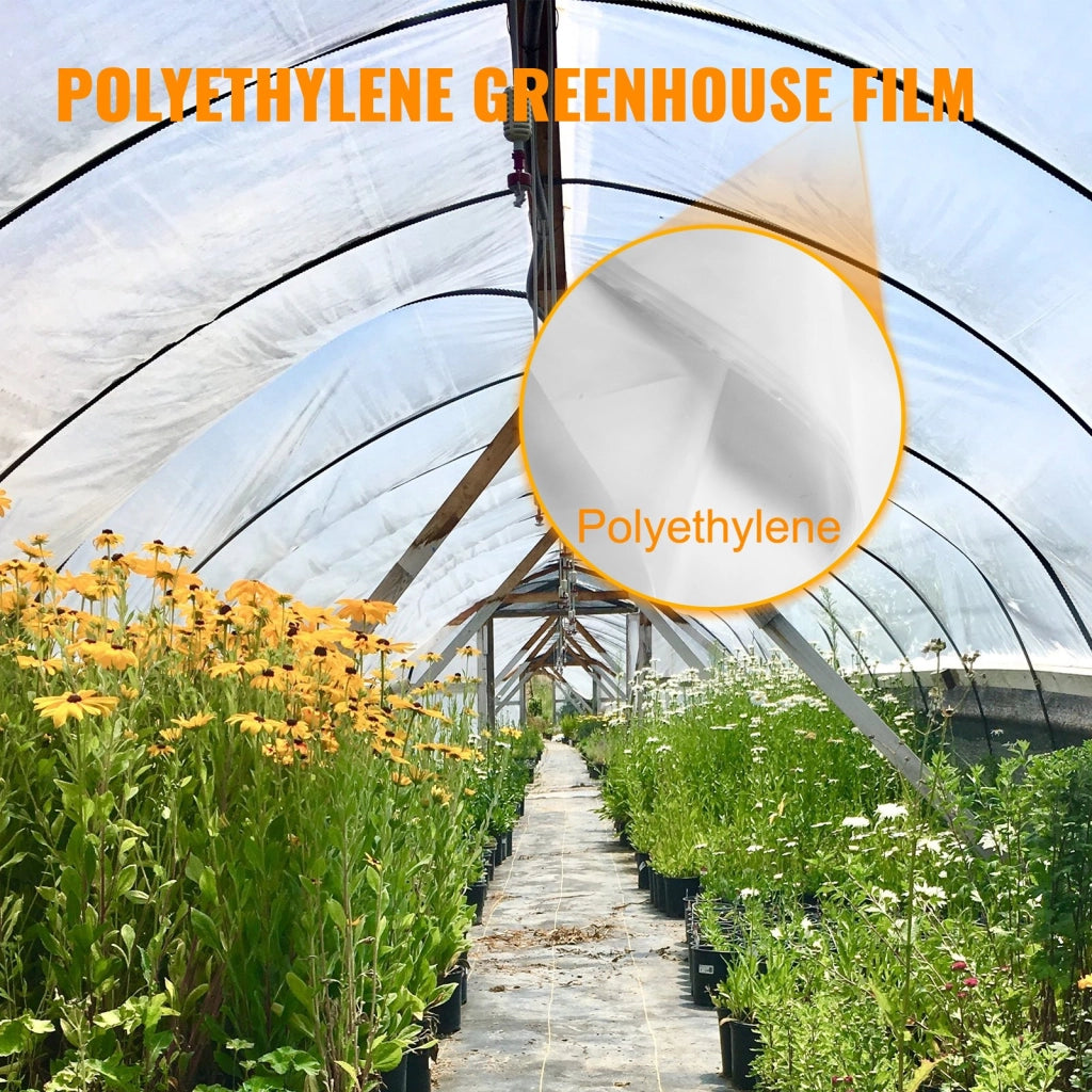 Pellicola per Serra Trasparente in Polietilene 2,5x7,6 m Spessore 0,15 mm Telo Protettivo Resistente UV per Giardino e Fai da Te