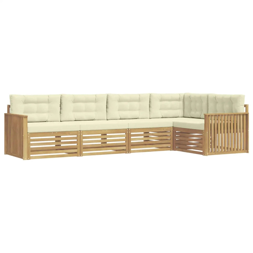 Set di divani da esterno 5 pz Bianco e Crema Poliestere 3390480