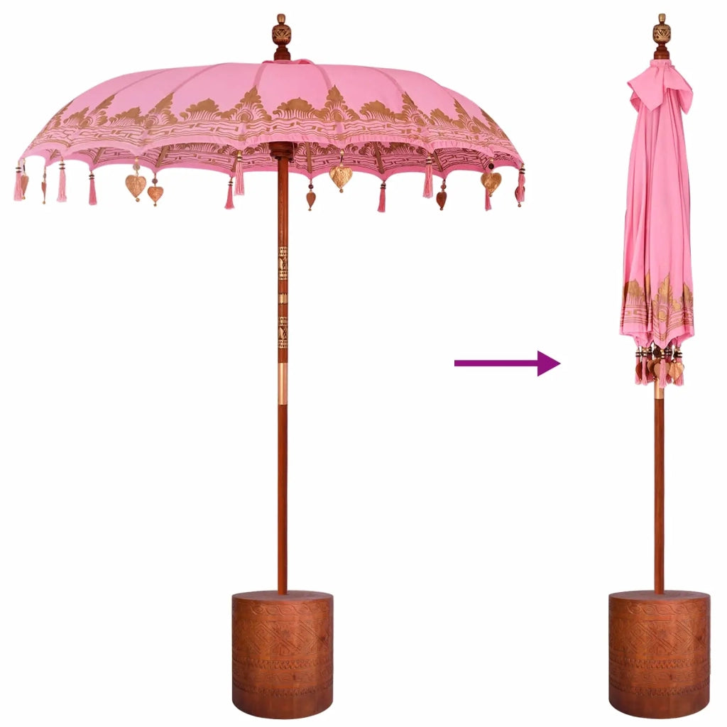 Ombrello balinese con base Rosa e Marrone Ø 180-190 cm 3433028
