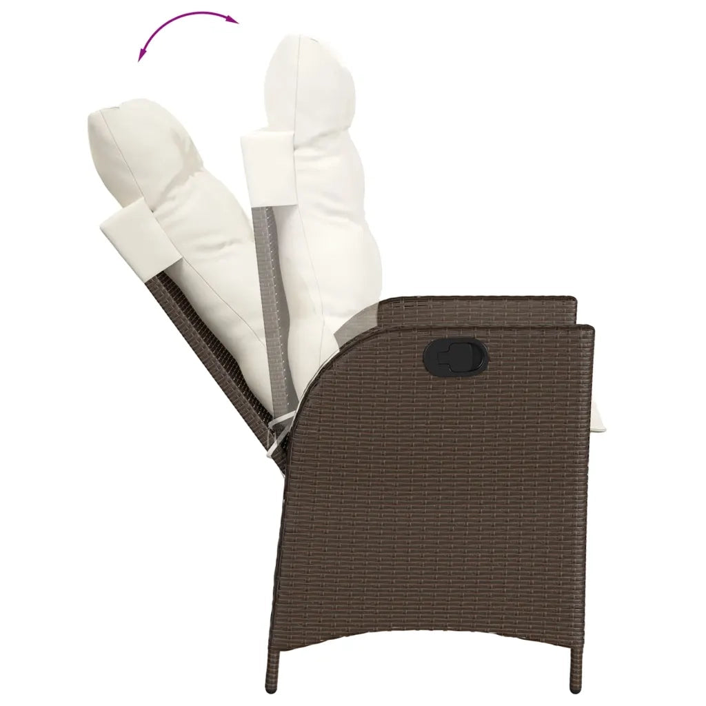 Sedia Reclinabile da Giardino con Cuscini Marrone in Polyrattan 365258