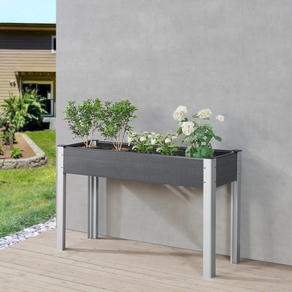 Aiuola Rialzata Beverwijk 125 x 40 x 75 cm - Grigio Scuro [en.casa]