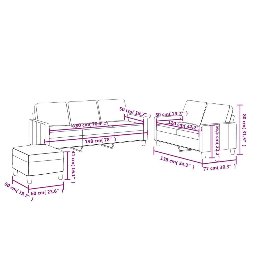 Set di Divani 3 pz con Cuscini Rosso Vino in Similpelle 3201426