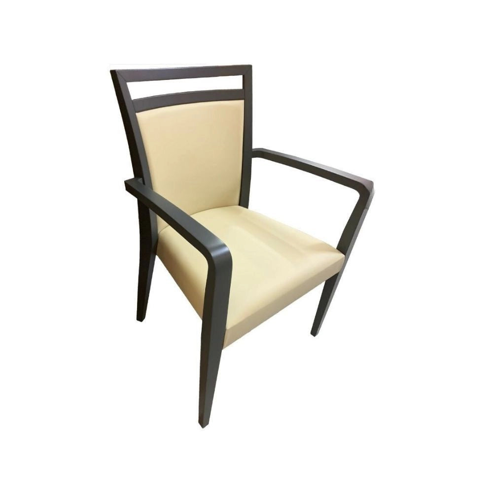 Poltrona in legno ecopelle Alpha colore beige