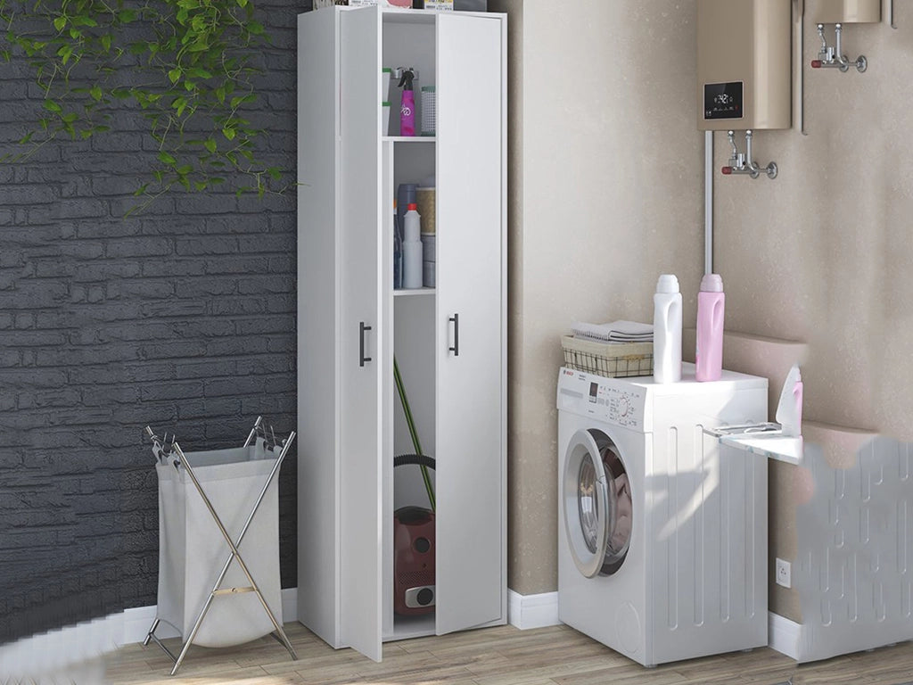 Strevi, Armadio Multiuso 2 Ante 2 Ripiani, 40x206h cm Bianco