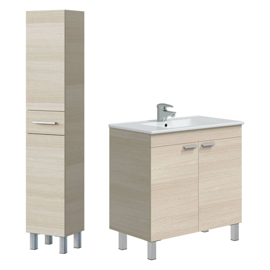 Didero, set Mobili Bagno un Cassetto, Marrone Rovere