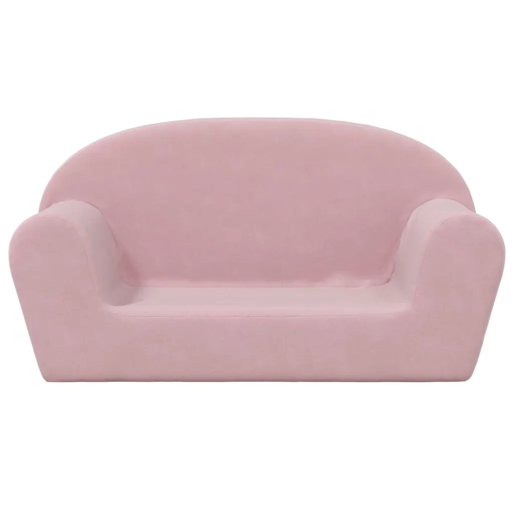 Divano per Bambini a 2 Posti Rosa in Morbido Peluche 356991