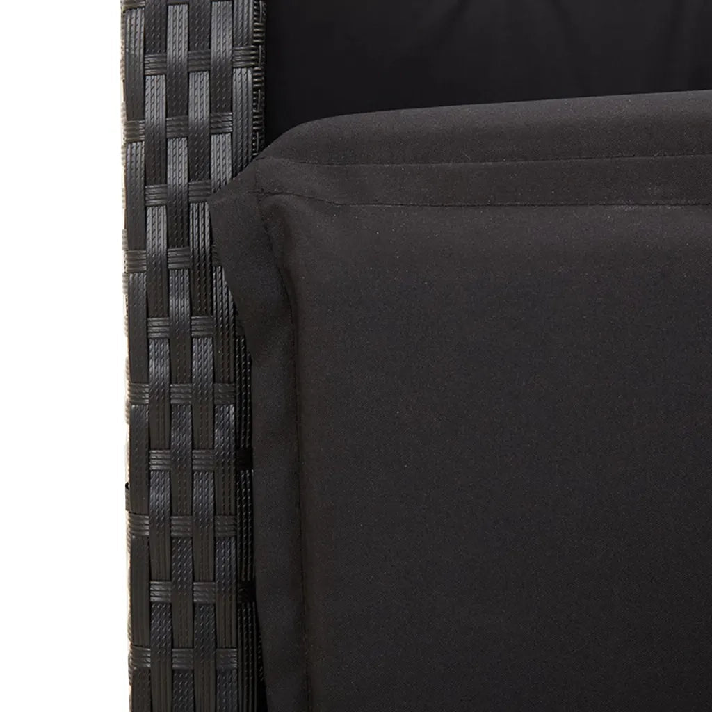 Set da Pranzo da Giardino 5 pz Nero con Cuscini in Polyrattan 3212664