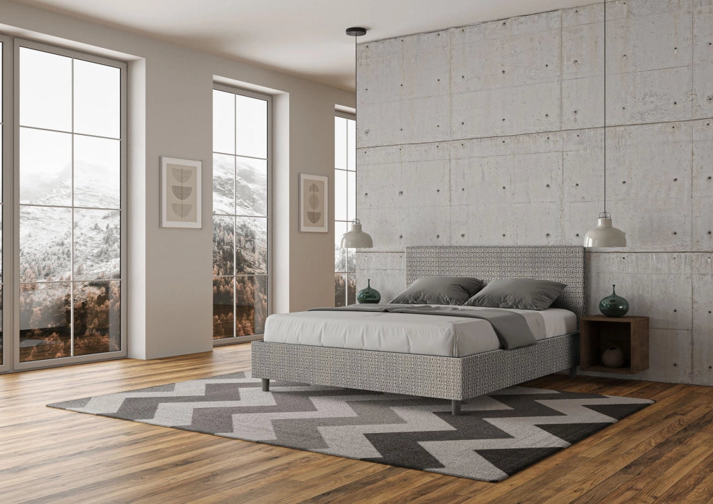 Letto Matrimoniale 160x210 cm con Rete Adele Labirinto 02 Grigio