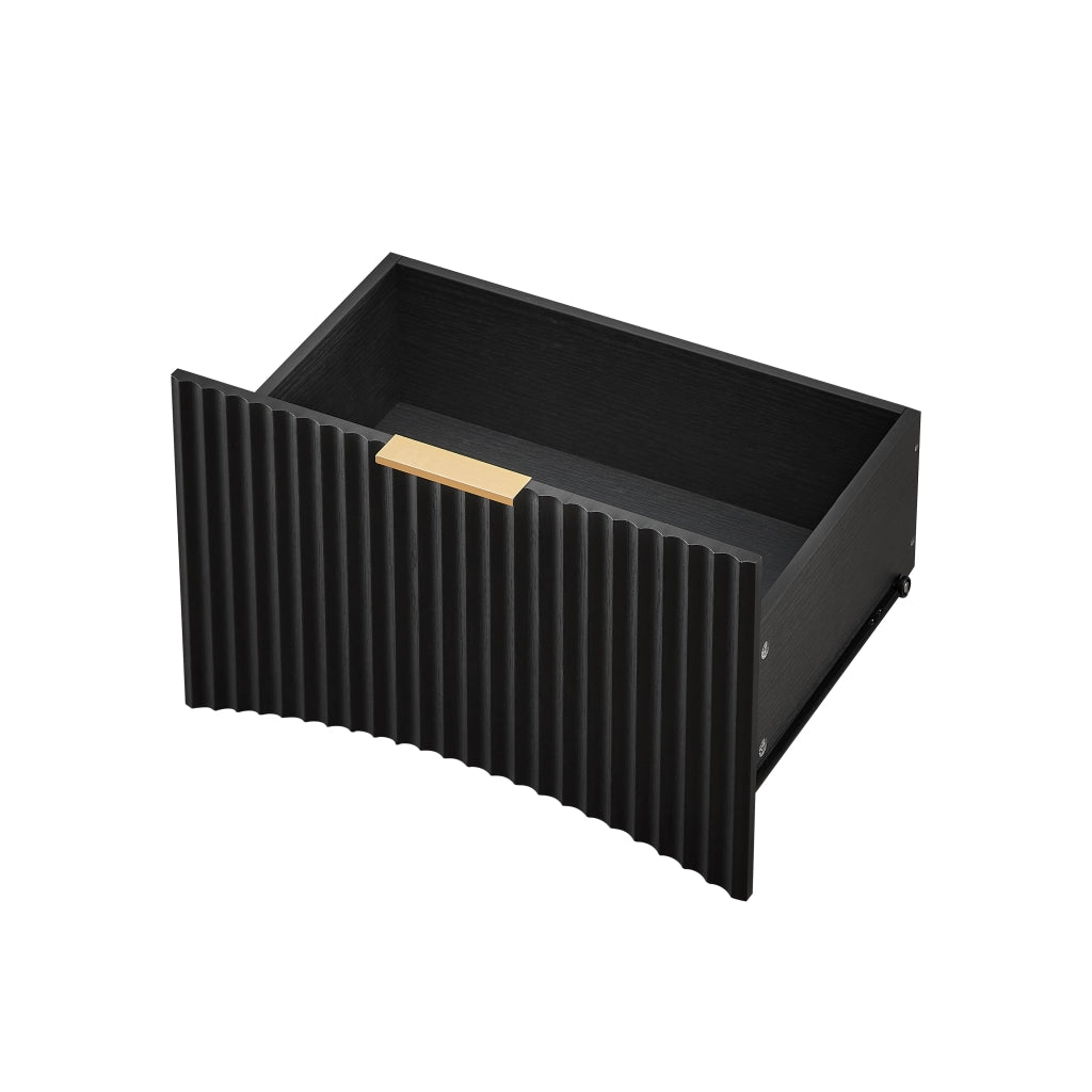 Comodino con 1 cassetto e vano aperto, per camera da letto, 58×38×60 cm, nero
