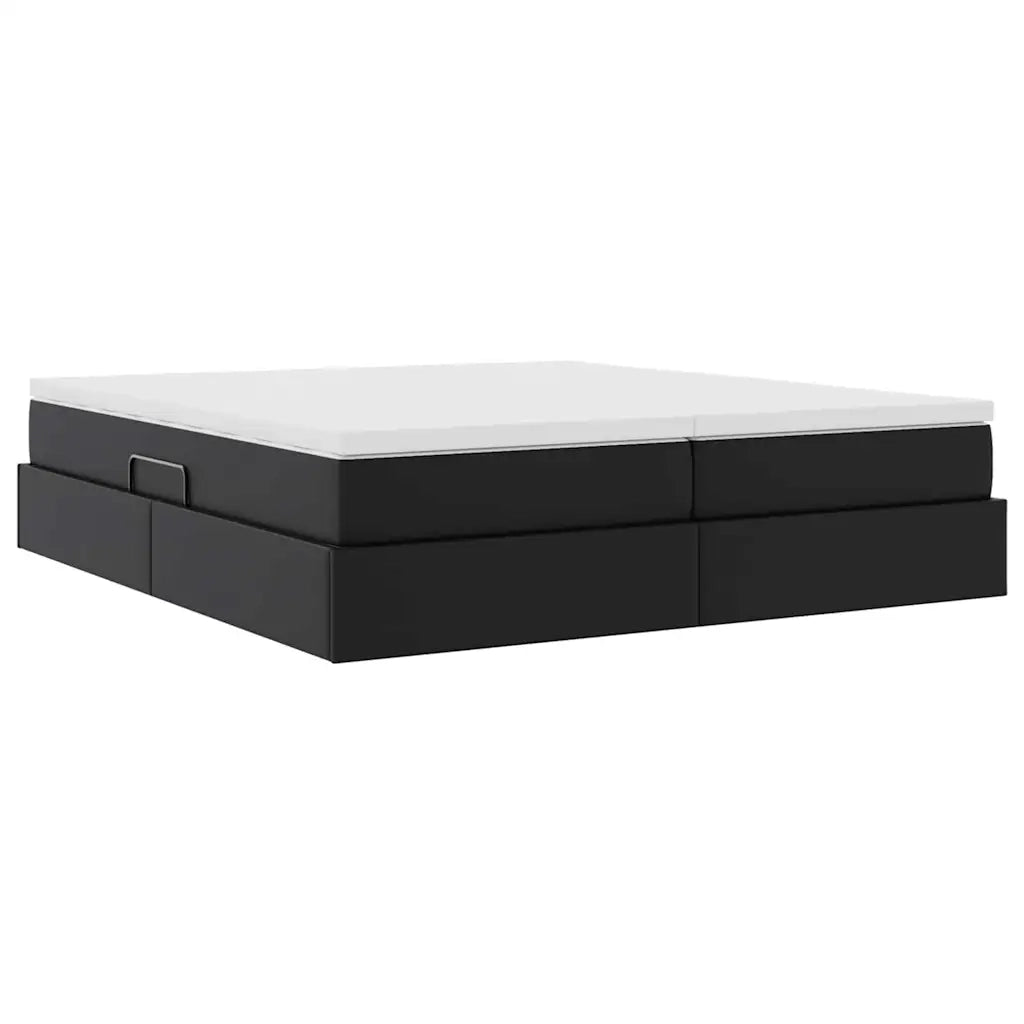 Letto con contenitore e materasso Nero 180 x 200 cm