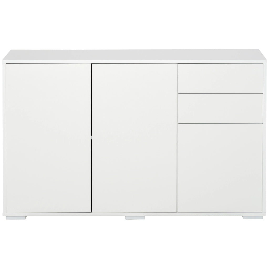 Sideboard Kommode Anrichte, 2 Schubladen, Push-Click, 117 cm x 36 cm x 74 cm, Weiß