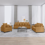 Set di Divani 3 pz con Cuscini Marrone in Velluto