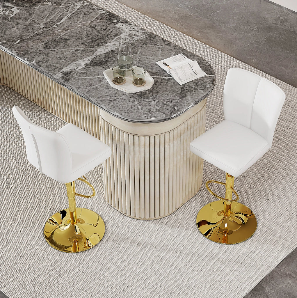 SGABELLO BAR Regolabile 95,5-117,5 cm Bianco/Oro Set da 2 pezzi