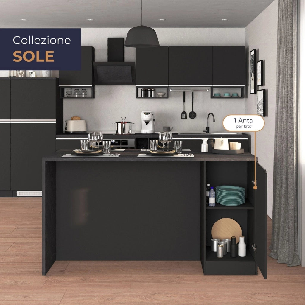 WHOUS Isola da cucina Sole a 2 ante antracite opaco/report 160x90x90 cm