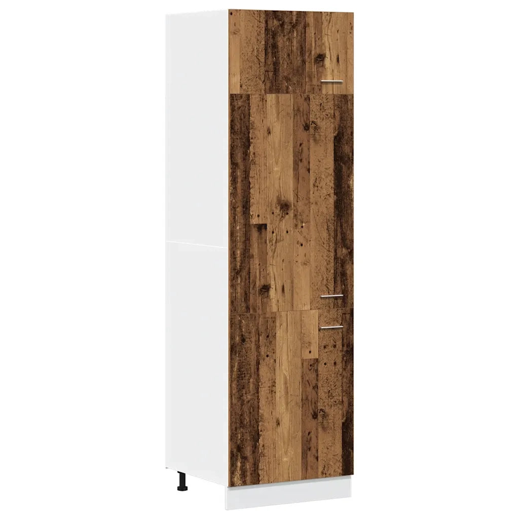 Armadio per frigorifero legno vecchio stoccaggio 60 x 57 x 207 cm stabile durevole in legno multistrato marrone 02_0050767