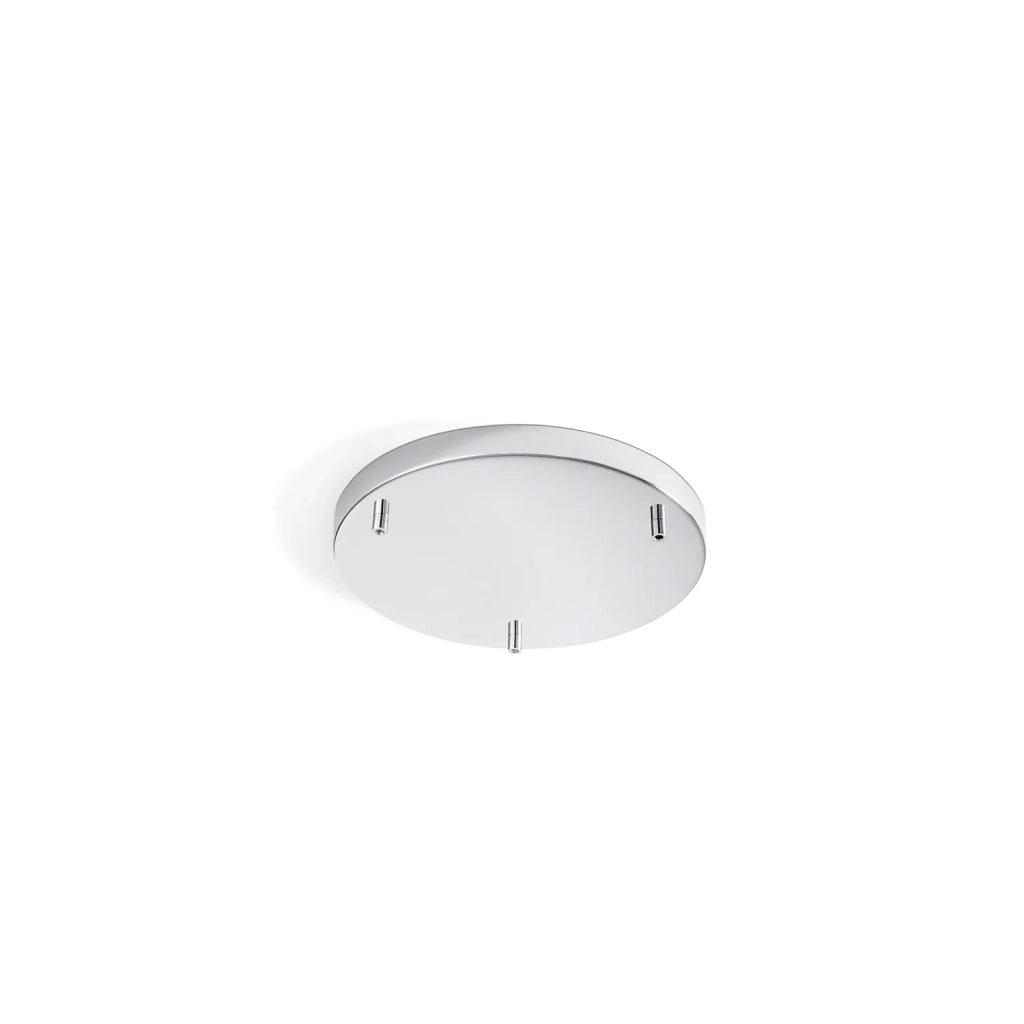 Rosone Multicavo 3 Fori In Metallo Cromo Spazzolato D35Cm