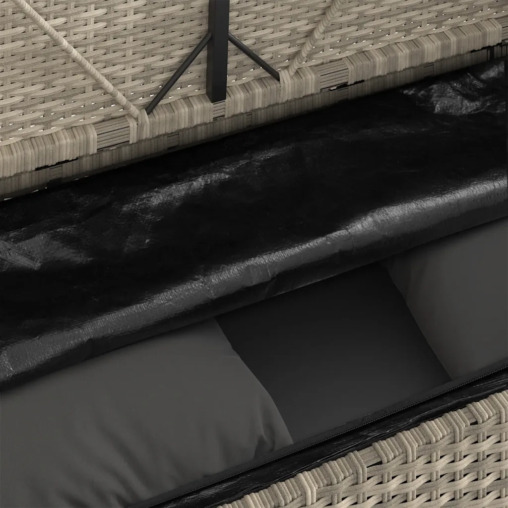 Panca da Giardino con Cuscini Grigio Chiaro in Polyrattan 365766