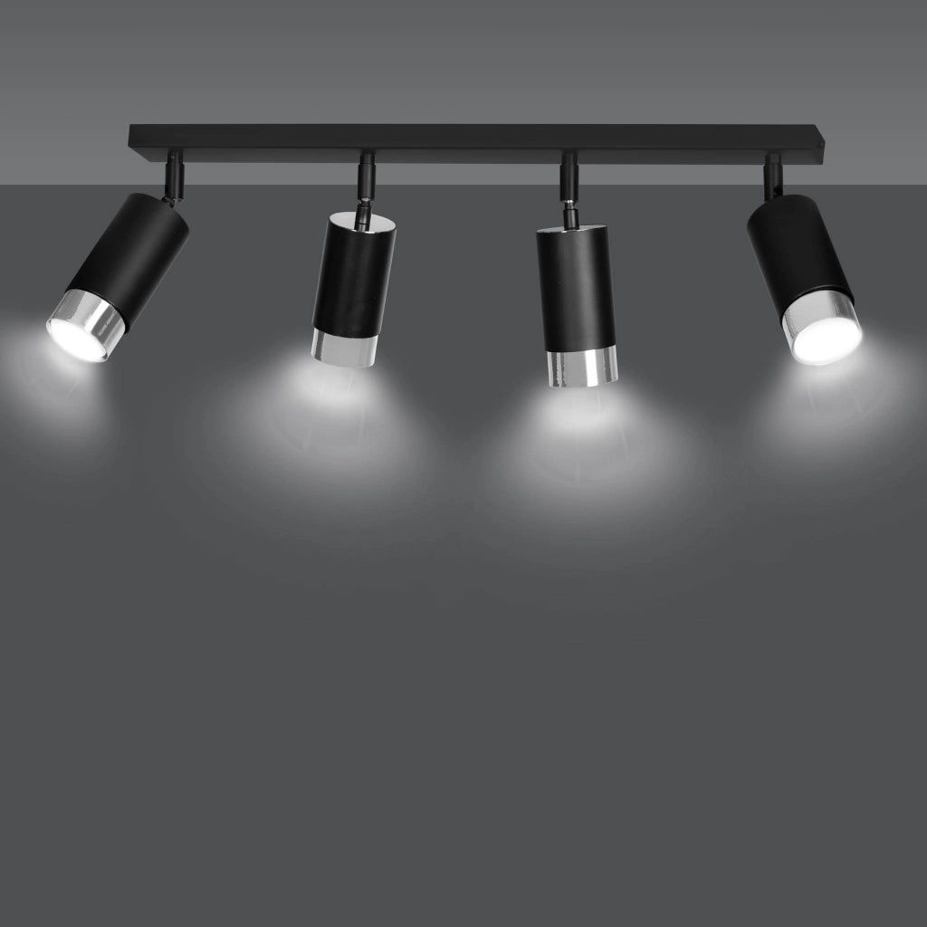 Plafoniera Emibig HIRO 4 faretti GU10 nero/cromo 60cm